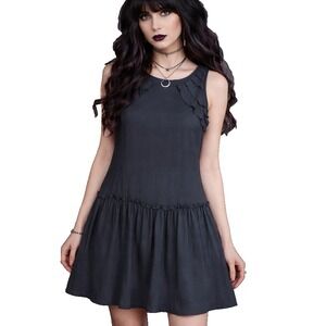 Chien Yu Chen Tiered Silk Mini Dress Womens S Black Whimsygoth Witchy Ruffled